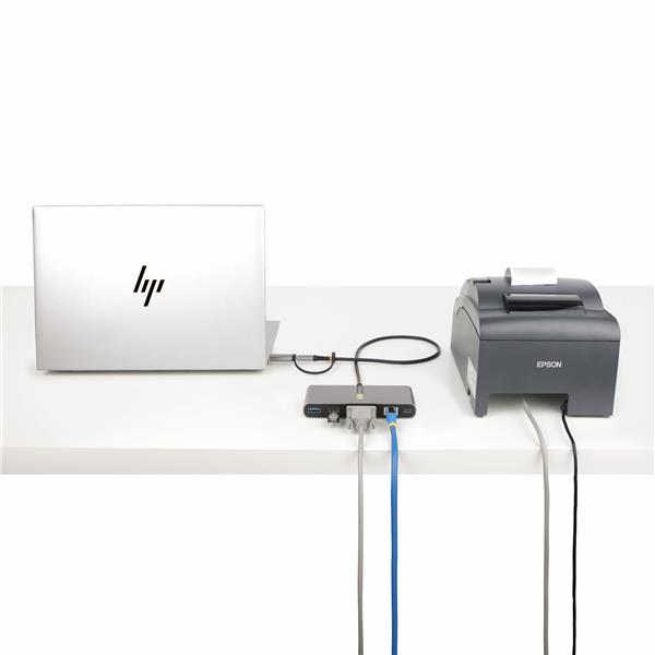 Hub USB-C/USB-A a 2 porte con GbE e seriale RS232, 2x USB-A 8