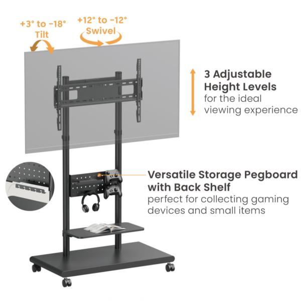 EQUIP - CARRELLO MOBILE per TV da 50"-90" CON RIPIANO FORATO 3