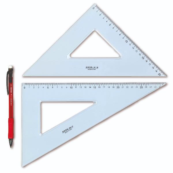 COPPIA SQUADRE UNI 45° e 60° 30CM + PORTAMINE 0,7MM 4
