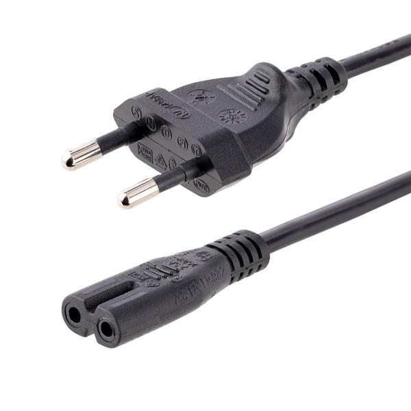 StarTech Cavo di Alimentazione CA da 2m, Spina EuroPlug a C7, 2.5A-250V, 18AWG, Cavo Elettrico di Ricambio con spina italiana per Notebook / Stampanti/Monitor/Laptop, Cavo alimentazione bip