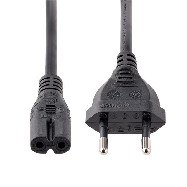 Cavo di Alimentazione CA da 2m, Spina EuroPlug a C7, 2.5A-250V, 18AWG, Cavo Elettrico di Ricambio con spina italiana per Notebook / Stampanti/Monitor/Laptop, Cavo alimentazione bip 3