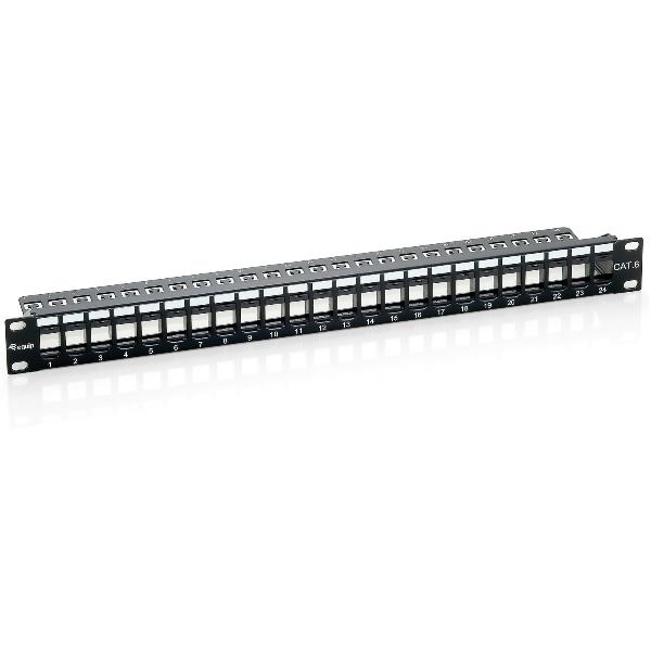 EQUIP EQUIP - PATCH PANEL 24-PORTE KEYSTONE CAT.6 NON SCHERMATO, 1U 19" - Nero