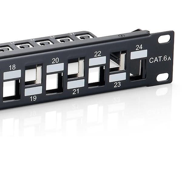 EQUIP - PATCH PANEL 24-PORTE KEYSTONE CAT.6A SCHERMATO, 1U 19" - Nero 5