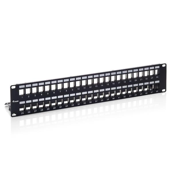 EQUIP EQUIP - PATCH PANEL 48-PORTE KEYSTONE CAT.6 SCHERMATO 19" 2U, Nero