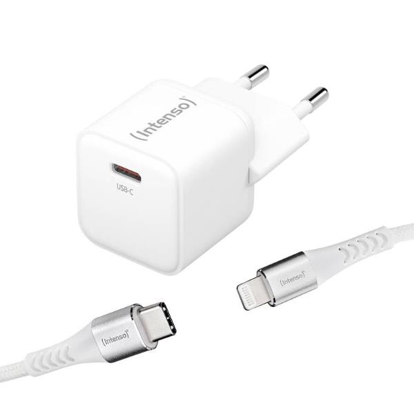 INTENSO Caricatore USB 30 W 1x USB-C ®, Apple Lightning Bianco Ambiente interno GaN, USB Power Delivery