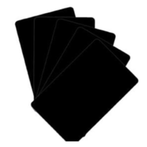 ZEBRA CONSUMABILI CARD,FOOD SAFE PVC,30 MIL,BLACK/BLACK,GLOSSY (500 BOX)