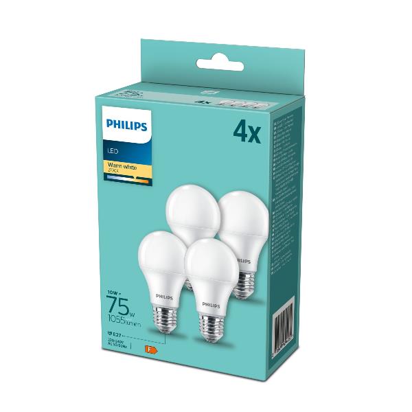 PHILIPS LIGHTING PHILIPS LAMPADINA LED A GOCCIA LUCE BIANCA CALDA CONF 4 75W