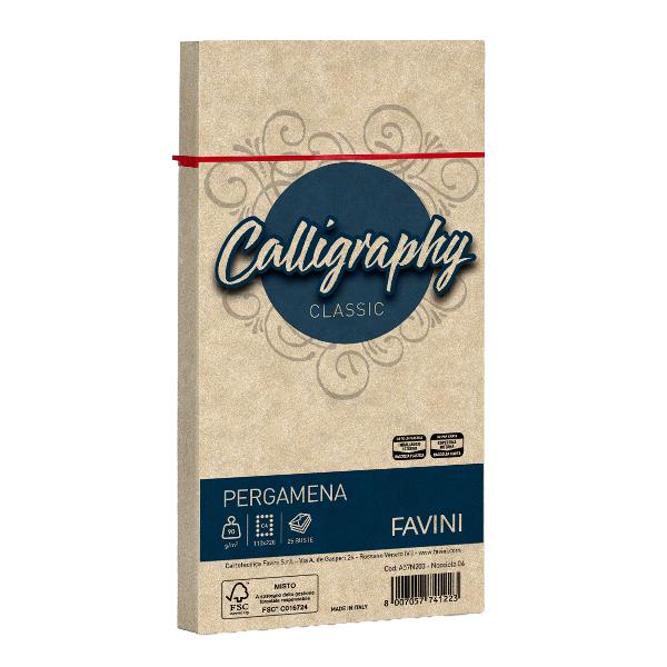 CARTOTECNICA FAVINI CALLIGRAPHY Pergamena - Nocciola - 11x22 cm - 90g/m2 – 25 buste