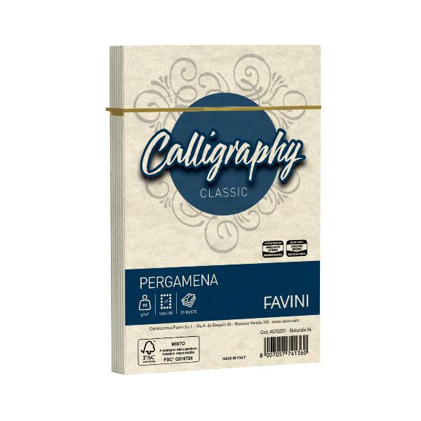 CARTOTECNICA FAVINI CALLIGRAPHY pergamena - Naturale - 12x18 cm - 90g/m2 – 25 buste