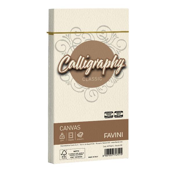CARTOTECNICA FAVINI CALLIGRAPHY canvas - Avorio - 11x20 cm - 100g/m2 – 25 buste