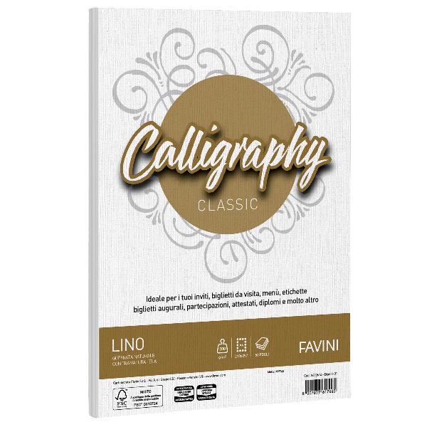 CARTOTECNICA FAVINI CALLIGRAPHY lino - Bianco - 200g/m2 – 50 fogli