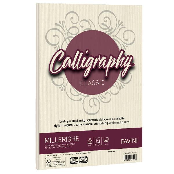 CARTOTECNICA FAVINI CALLIGRAPHY millerighe - Avorio - 200g/m2 – 50 fogli