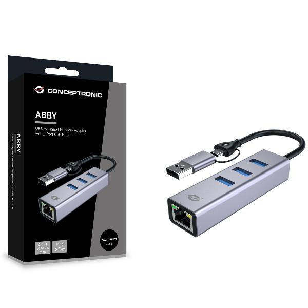 Adattatore di rete da USB-C a Gigabit con hub USB a 3 porte 6