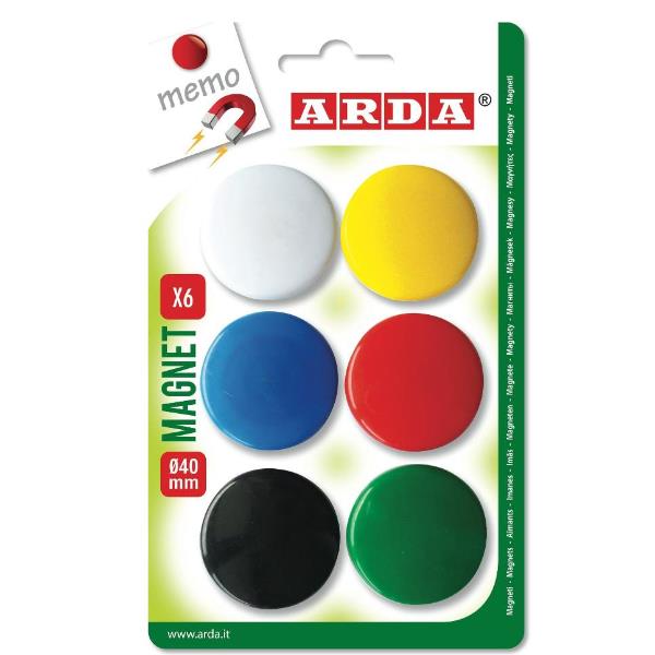 ARDA BLISTER 6 MAGNETI DIAMETRO 40 MM.