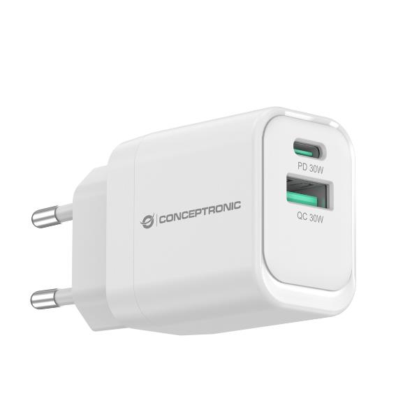 CARICATORE PD USB 2-PORTE da 33W GaN, 1x USB-C, 1x USB-A, QC 3.0, PPS, PD 3.0 5