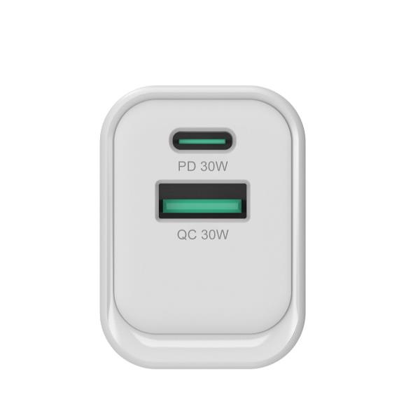 CARICATORE PD USB 2-PORTE da 33W GaN, 1x USB-C, 1x USB-A, QC 3.0, PPS, PD 3.0 6