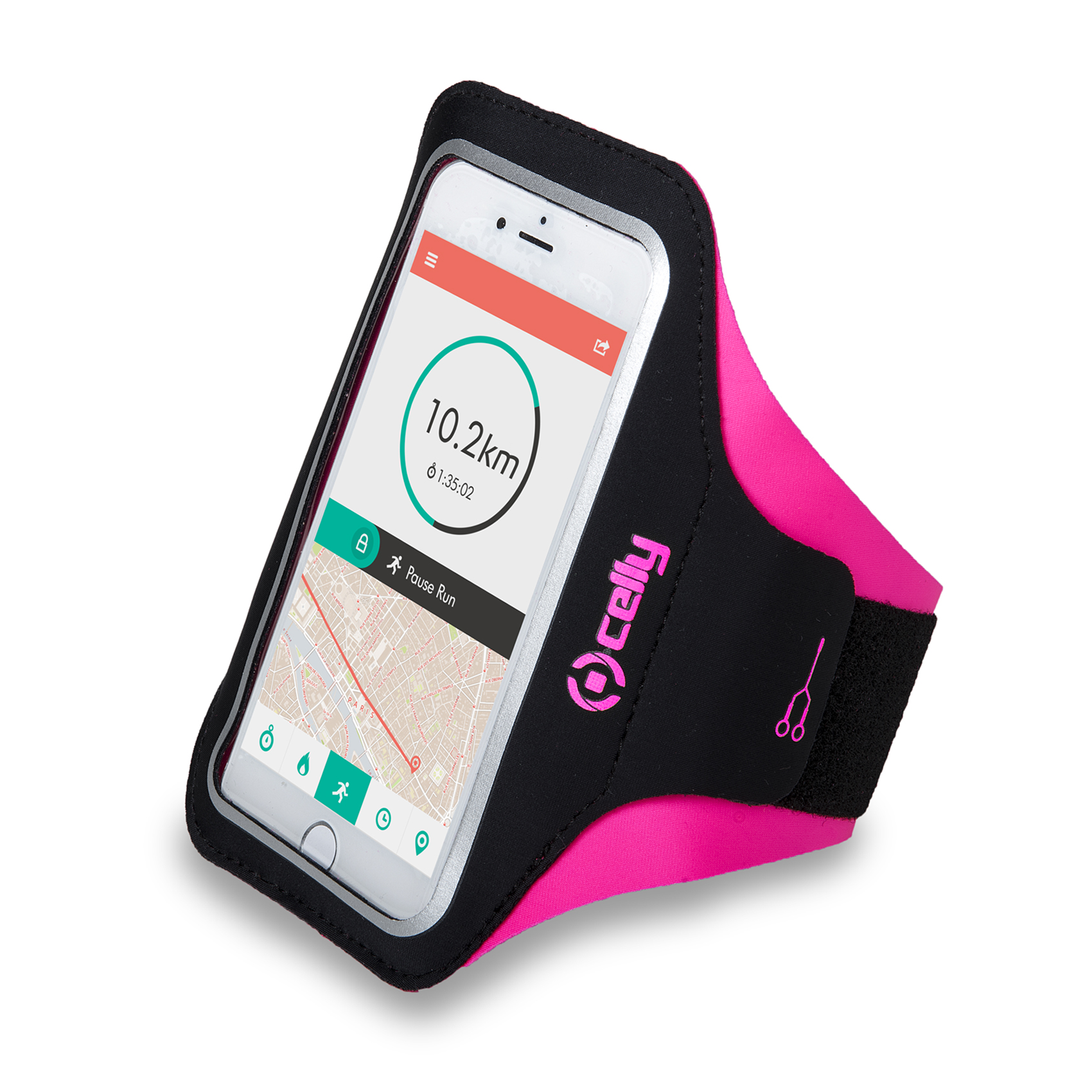 CELLY ARMBAND - Fascia da braccio ultra leggero, regolabile, materiali impermeabili, finestra trasparente per utilizzare il touch screen compatibile con tutti gli smartphone fino a 6.5"