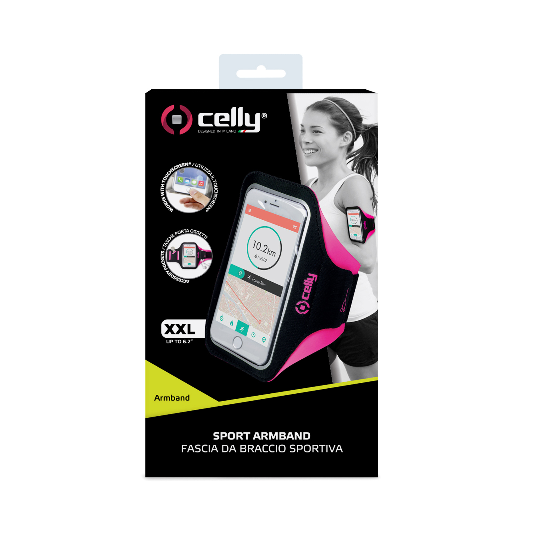 ARMBAND - Fascia da braccio ultra leggero, regolabile, materiali impermeabili, finestra trasparente per utilizzare il touch screen compatibile con tutti gli smartphone fino a 6.5" 5