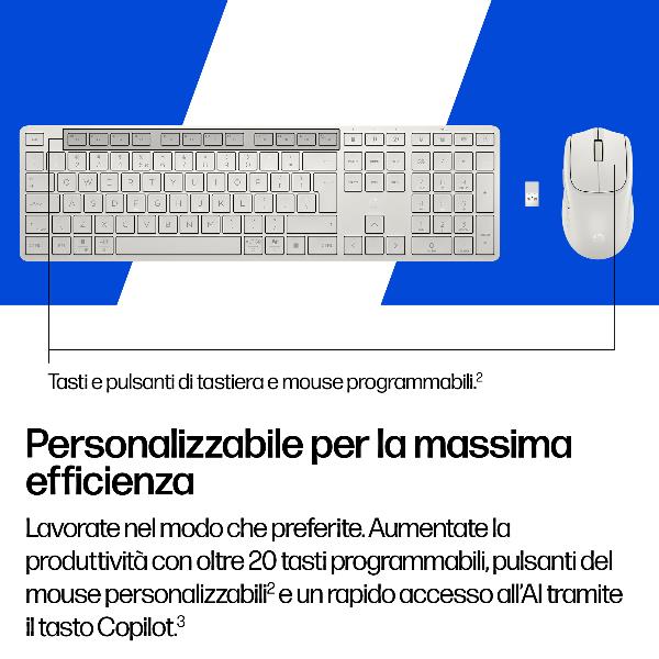 Kit Tastiera e Mouse wireless e Bluetooth dual-mode HP 495C Bianca 3