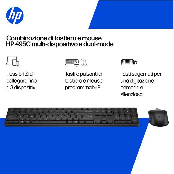 Kit Tastiera e Mouse wireless e Bluetooth dual-mode HP 495C 2