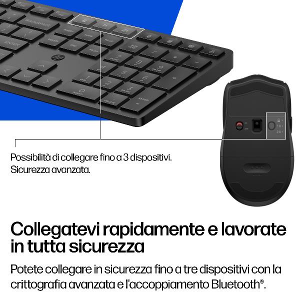 Kit Tastiera e Mouse wireless e Bluetooth dual-mode HP 495C 4