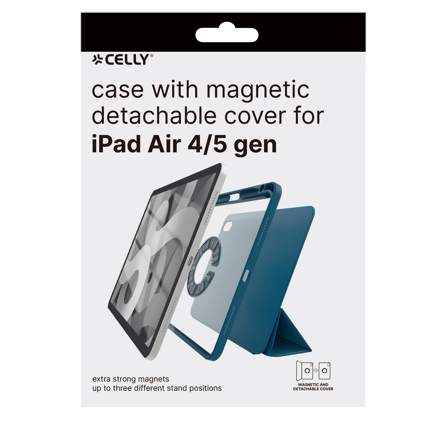 BOOKMAG - Custodia colore blu magnetica removibile, composta da cover e custodia magnetiche compatibile con Apple iPad Air 4/5 gen 6