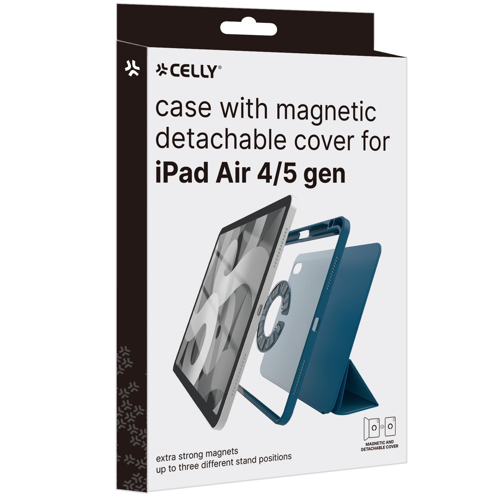 BOOKMAG - Custodia colore blu magnetica removibile, composta da cover e custodia magnetiche compatibile con Apple iPad Air 4/5 gen 7