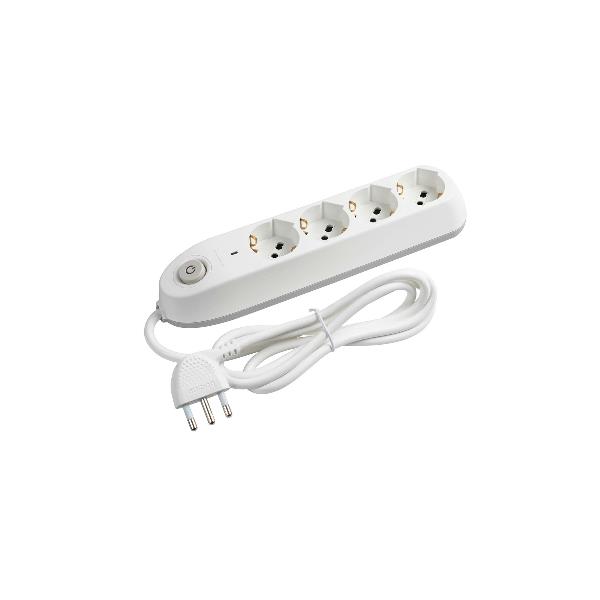 LEGRAND Multipresa POKER 4 prese con cavo, interruttore di sicurezza e salvafulmine - bianca