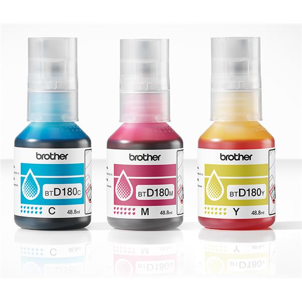 Kit da 3 flaconi inchiostro Ciano, Magenta, Giallo Brother BTD180CLVAL 3