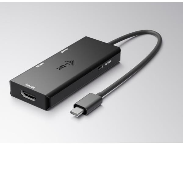 I-TEC Adattatore Video USB-C fino a TRE MONITOR 4K HDMI (3xHDMI), con Power Delivery 100W