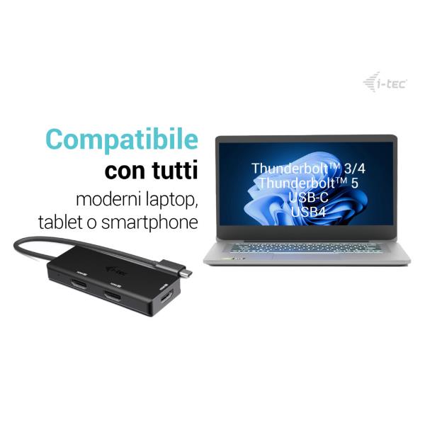 Adattatore Video USB-C fino a TRE MONITOR 4K HDMI (3xHDMI), con Power Delivery 100W 2