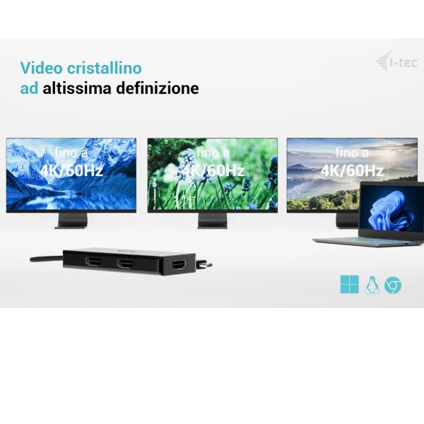 Adattatore Video USB-C fino a TRE MONITOR 4K HDMI (3xHDMI), con Power Delivery 100W 6