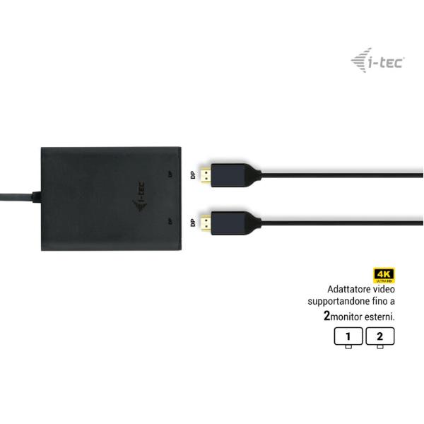 I-TEC Adattatore video da USB-C a Doopio Monitor Display Port (2xDP) 4K/60HZ
