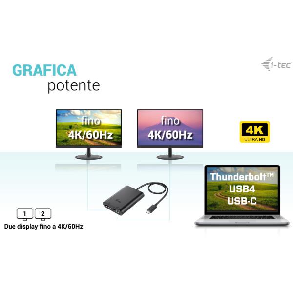 Adattatore video da USB-C a Doopio Monitor Display Port (2xDP) 4K/60HZ 3
