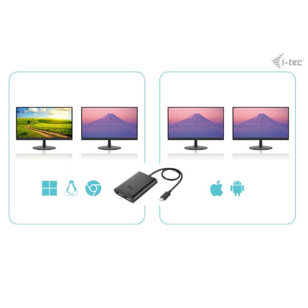 Adattatore video da USB-C a Doopio Monitor Display Port (2xDP) 4K/60HZ 4