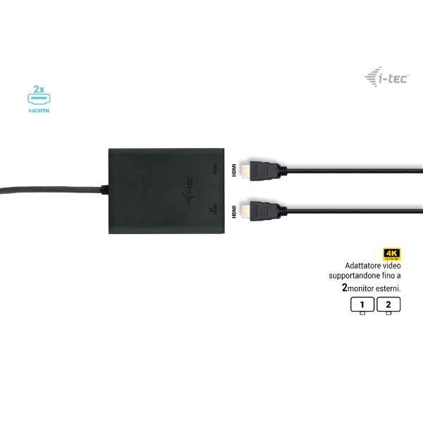 I-TEC Adattatore video USB-C a 2xHDMI 4K/60HZ (singolo 8K/30HZ)