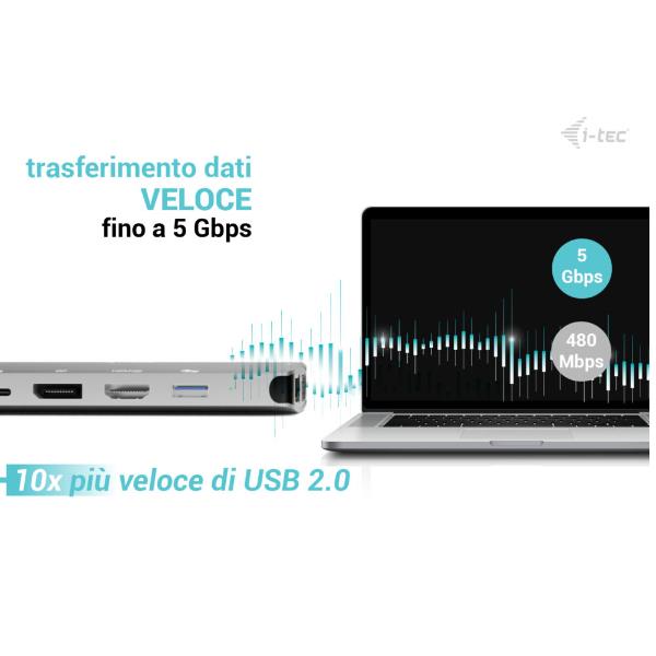 DOCKING USB-C METAL NANO 3 MONITOR (HDMI+VGA+DP), 5xUSB 3.2 4