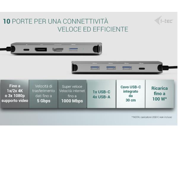 DOCKING USB-C METAL NANO 3 MONITOR (HDMI+VGA+DP), 5xUSB 3.2 9