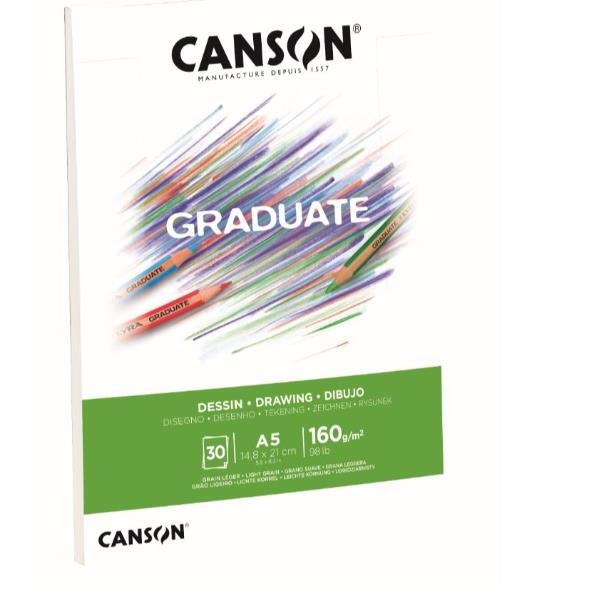 CANSON BLOCCO COLLATO 160GR 14.8X21 CM A5 30 FOGLI BIANCO