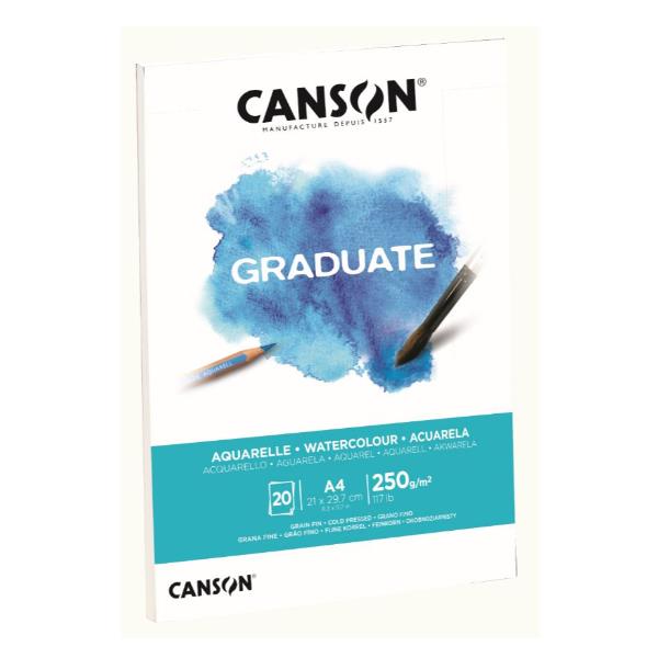 CANSON GRADUATE ACQUERELLO - GRANA FINE A4 250 g/m²