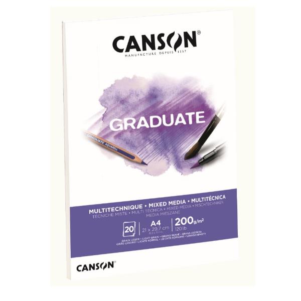 CANSON GRADUATE TECNICHE MISTE - CARTA BIANCA A4 200g/m²