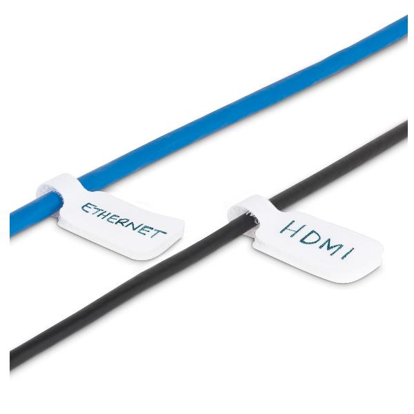 Etichette per cavi da 9cm, confezione da 100, bianco, Etichette per la gestione cavi con fissaggio a strappo, etichette segnacavi scrivibili 5