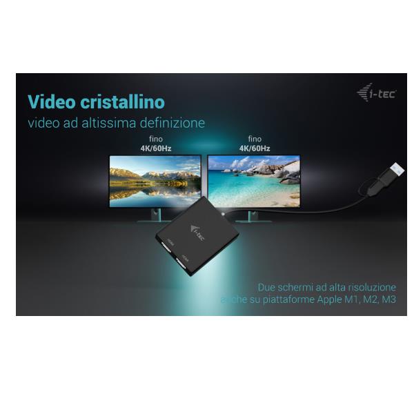 I-TEC Adattatore Video Universale USB-A/USB-C Doppio Monitor HDMI 4K/60Hz (2xHDMI)