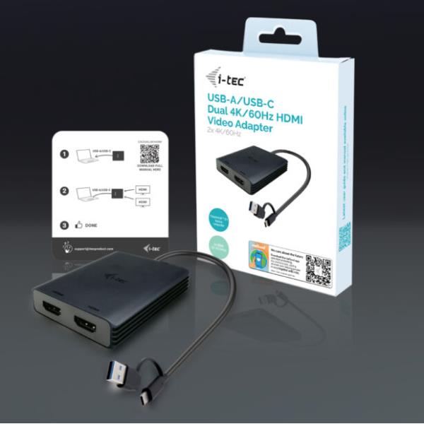 Adattatore Video Universale USB-A/USB-C Doppio Monitor HDMI 4K/60Hz (2xHDMI) 3