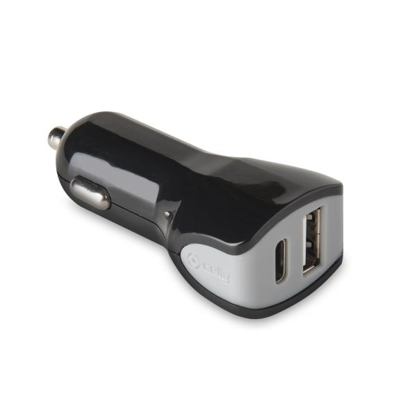 CELLY CCTYPECUSB - 17W USB-A/USB-C Car Charger