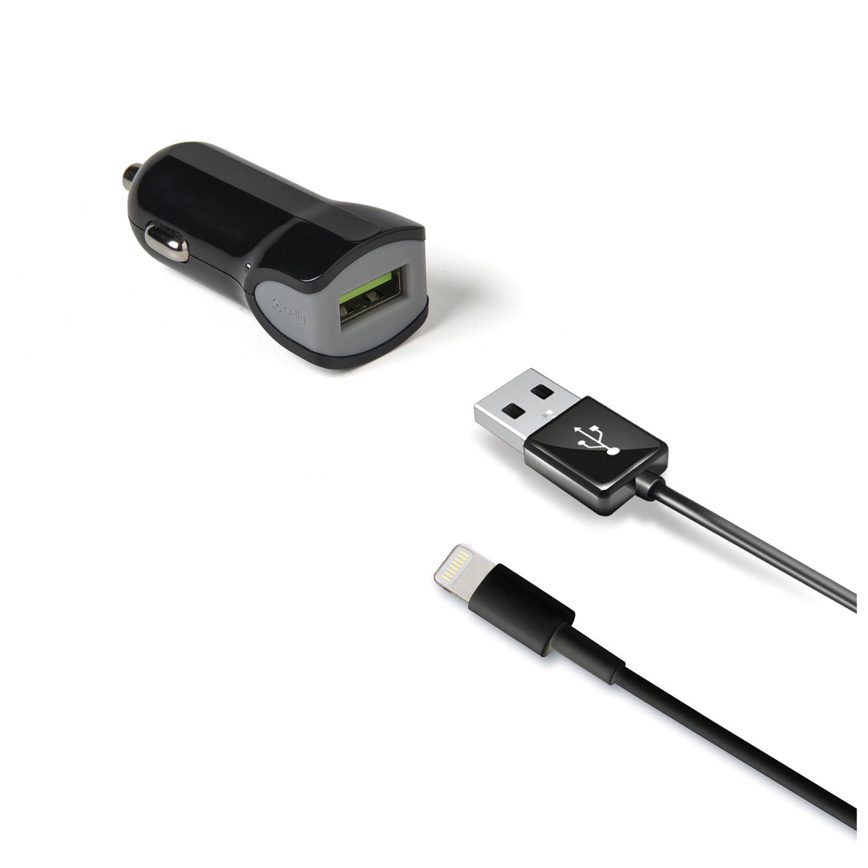 CELLY CCUSBLIGHT - 12W USB-A Car Charger+USB-A to Lightning Cable [TURBO]