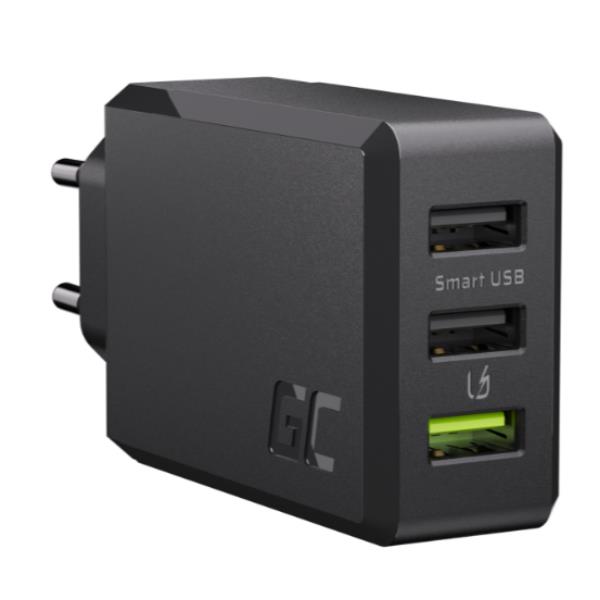 GREENCELL Caricabatterie Green Cell GC ChargeSource 3 3xUSB 30W con tecnologia di ricarica rapida Ultra Charge e Smart Charge