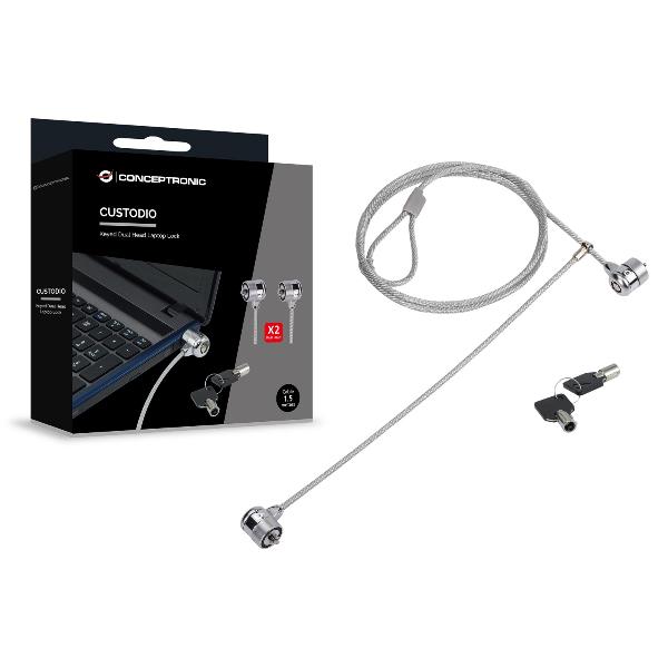 LUCCHETTO PER NOTEBOOK A DOPPIA TESTA CON CHIAVE, 1,5 m 4