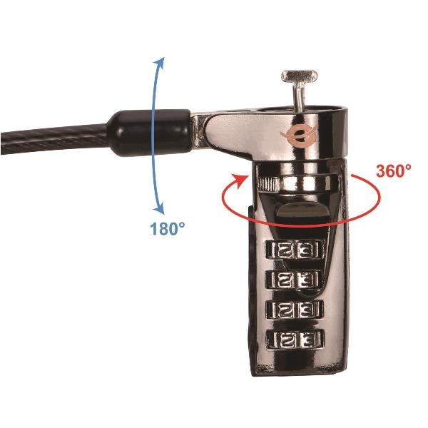 LUCCHETTO PER NOTEBOOK A COMBINAZIONE, slot per lucchetto nano, 1,8 m 3