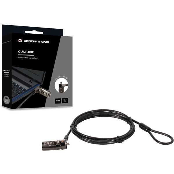 LUCCHETTO PER NOTEBOOK A COMBINAZIONE, slot per lucchetto nano, 1,8 m 4